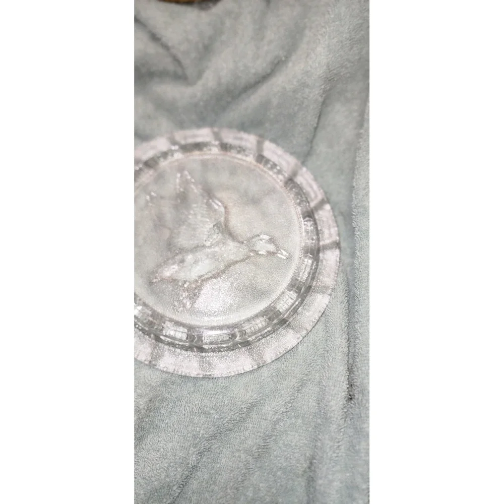 Vtg Clear Glass ashtray mallard duck flight heavy duty Cottagecore Grannycore
